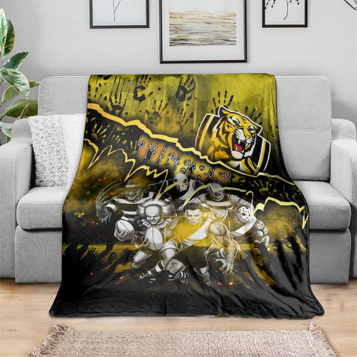 Step Into Horror Domain Tiger Football Blanket Halloween Horror Movie Characters - Aussie Hoodie