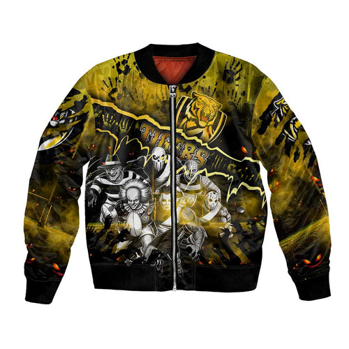 Step Into Horror Domain Tiger Football Bomber Jacket Halloween Horror Movie Characters - Aussie Hoodie