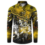 Step Into Horror Domain Tiger Football Button Sweatshirt Halloween Horror Movie Characters - Aussie Hoodie