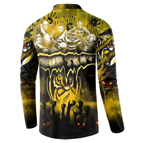 Step Into Horror Domain Tiger Football Button Sweatshirt Halloween Horror Movie Characters - Aussie Hoodie