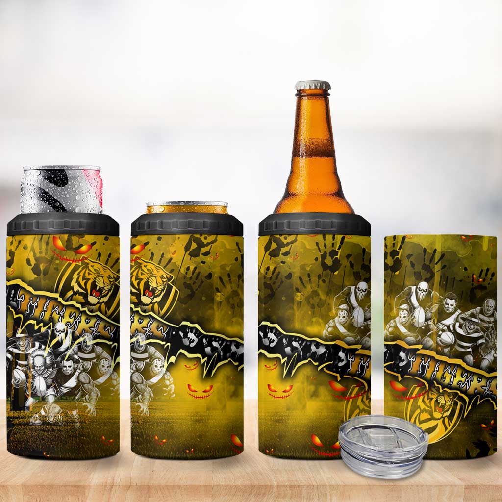 Step Into Horror Domain Tiger Football 4 in 1 Can Cooler Tumbler Halloween Horror Movie Characters - Aussie Hoodie