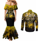 Step Into Horror Domain Tiger Football Couples Matching Mermaid Dress and Long Sleeve Button Shirt Halloween Horror Movie Characters - Aussie Hoodie