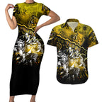 Step Into Horror Domain Tiger Football Couples Matching Short Sleeve Bodycon Dress and Hawaiian Shirt Halloween Horror Movie Characters - Aussie Hoodie
