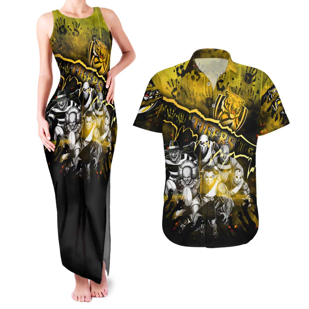 Step Into Horror Domain Tiger Football Couples Matching Tank Maxi Dress and Hawaiian Shirt Halloween Horror Movie Characters - Aussie Hoodie