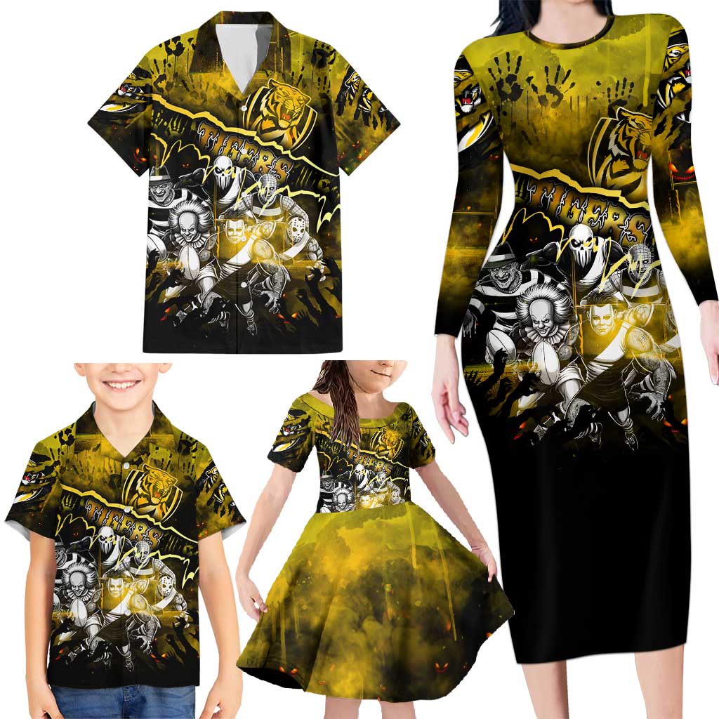 Step Into Horror Domain Tiger Football Family Matching Long Sleeve Bodycon Dress and Hawaiian Shirt Halloween Horror Movie Characters - Aussie Hoodie
