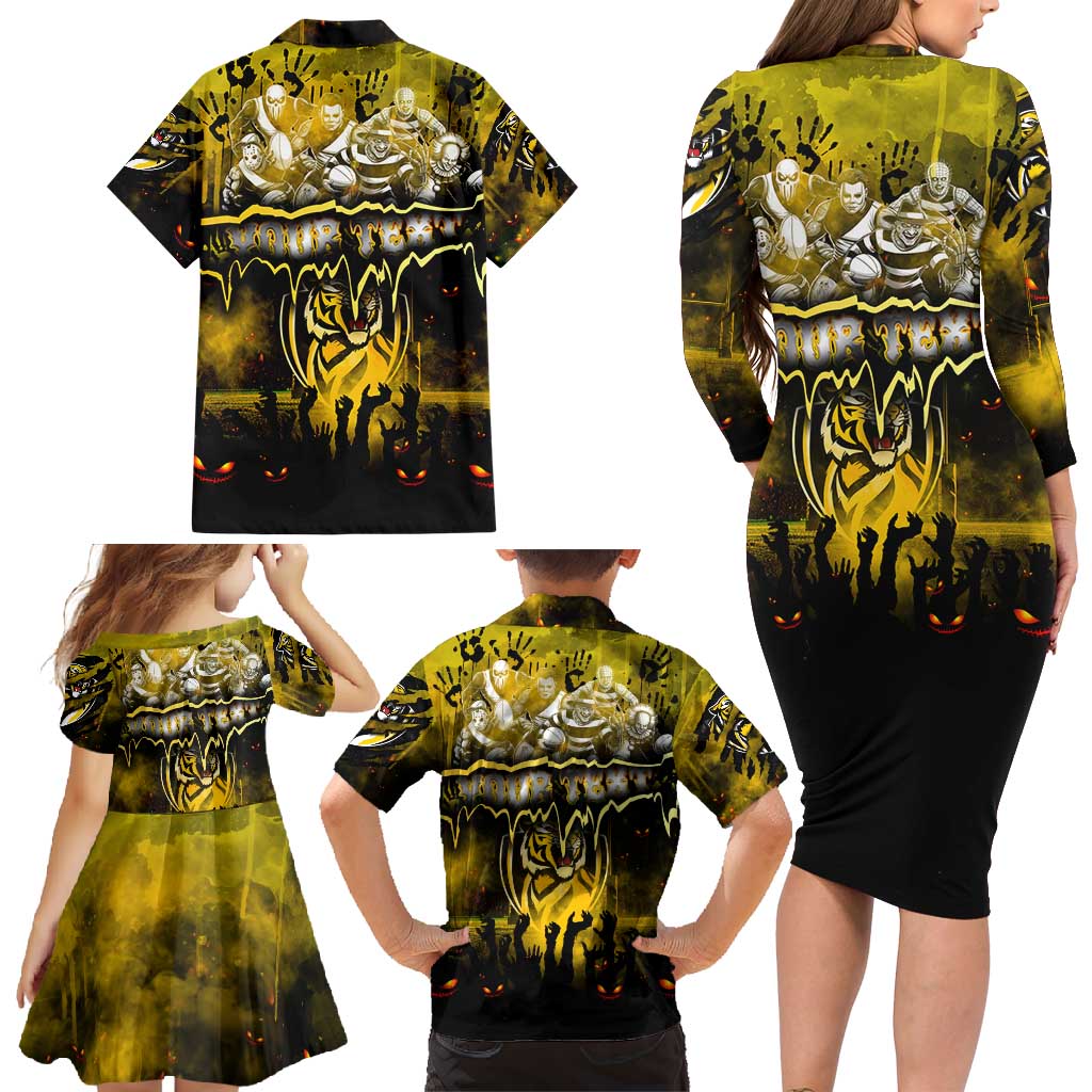 Step Into Horror Domain Tiger Football Family Matching Long Sleeve Bodycon Dress and Hawaiian Shirt Halloween Horror Movie Characters - Aussie Hoodie