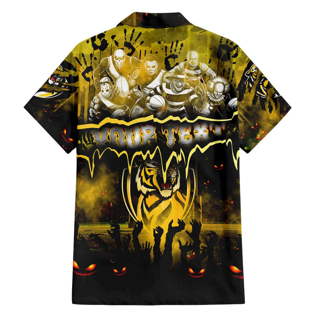 Step Into Horror Domain Tiger Football Family Matching Off The Shoulder Long Sleeve Dress and Hawaiian Shirt Halloween Horror Movie Characters - Aussie Hoodie