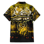 Step Into Horror Domain Tiger Football Family Matching Off The Shoulder Long Sleeve Dress and Hawaiian Shirt Halloween Horror Movie Characters - Aussie Hoodie