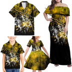 Step Into Horror Domain Tiger Football Family Matching Off Shoulder Maxi Dress and Hawaiian Shirt Halloween Horror Movie Characters - Aussie Hoodie