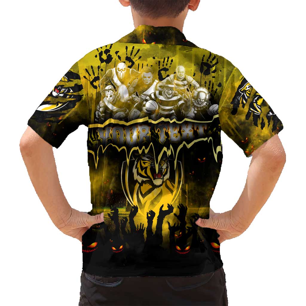 Step Into Horror Domain Tiger Football Family Matching Off Shoulder Maxi Dress and Hawaiian Shirt Halloween Horror Movie Characters - Aussie Hoodie