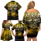 Step Into Horror Domain Tiger Football Family Matching Off Shoulder Short Dress and Hawaiian Shirt Halloween Horror Movie Characters - Aussie Hoodie
