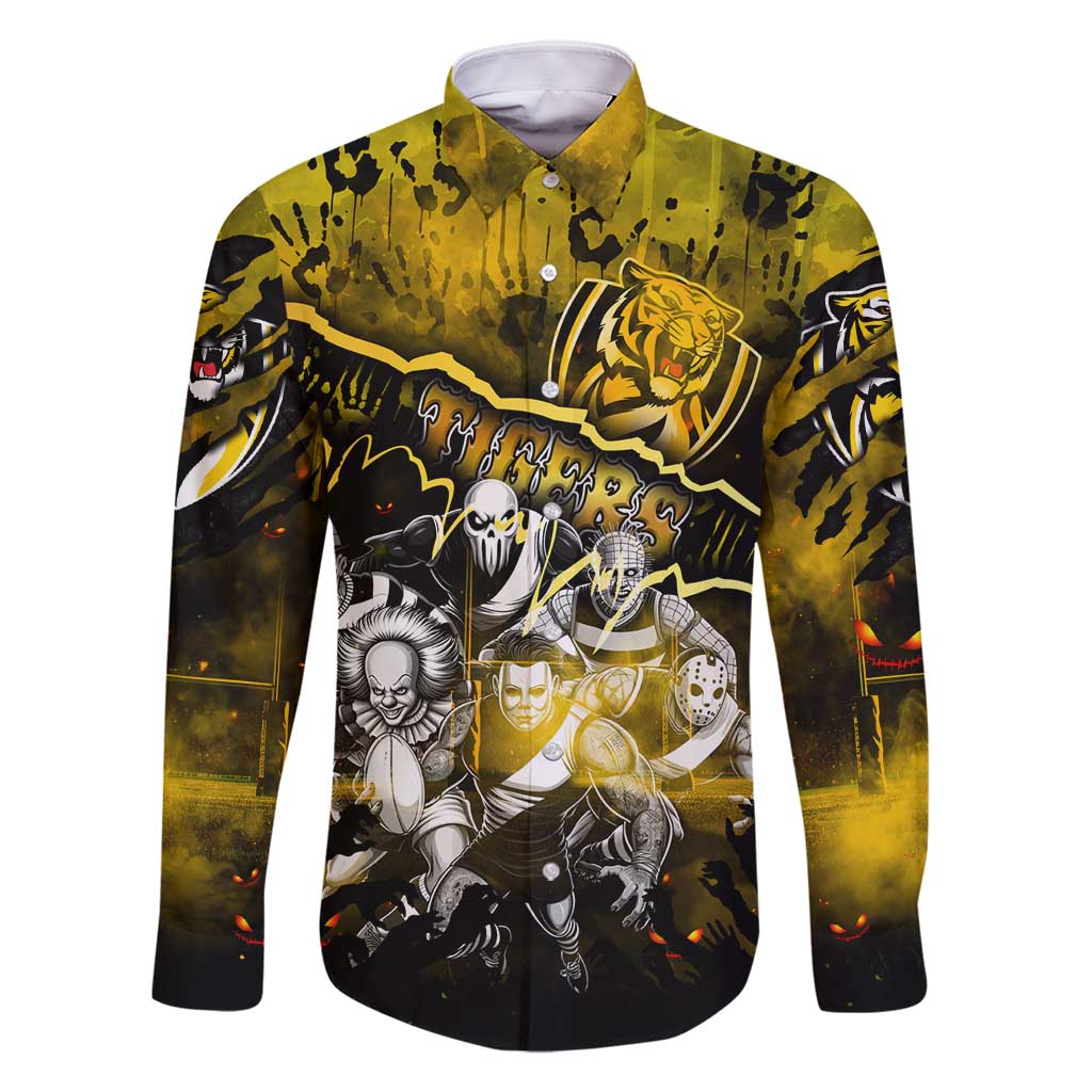 Step Into Horror Domain Tiger Football Family Matching Off Shoulder Short Dress and Hawaiian Shirt Halloween Horror Movie Characters - Aussie Hoodie