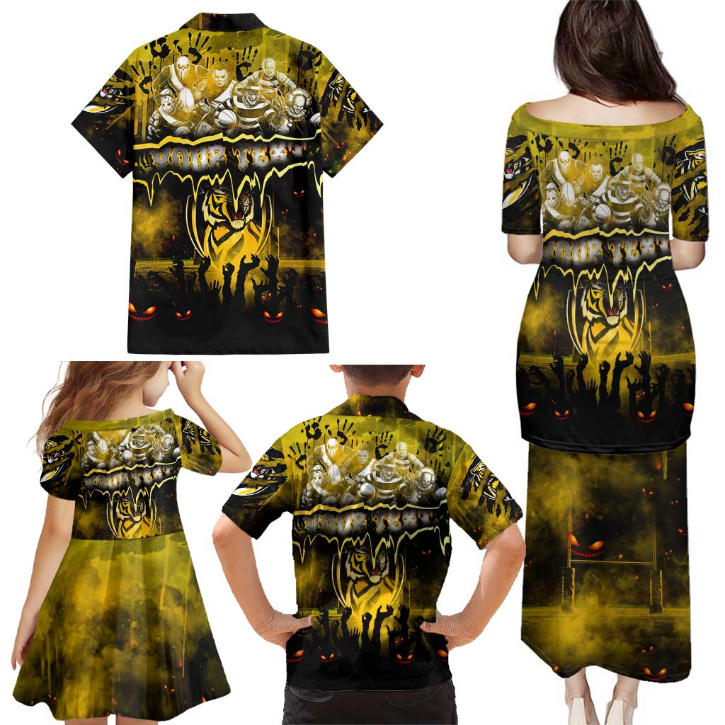 Step Into Horror Domain Tiger Football Family Matching Puletasi and Hawaiian Shirt Halloween Horror Movie Characters - Aussie Hoodie