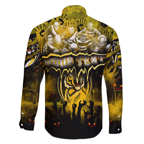 Step Into Horror Domain Tiger Football Family Matching Short Sleeve Bodycon Dress and Hawaiian Shirt Halloween Horror Movie Characters - Aussie Hoodie