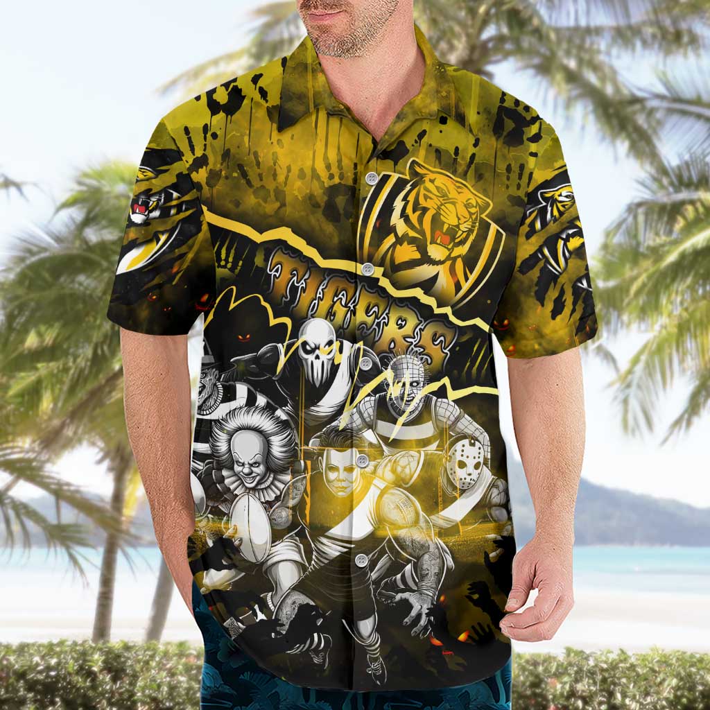 Step Into Horror Domain Tiger Football Hawaiian Shirt Halloween Horror Movie Characters - Aussie Hoodie