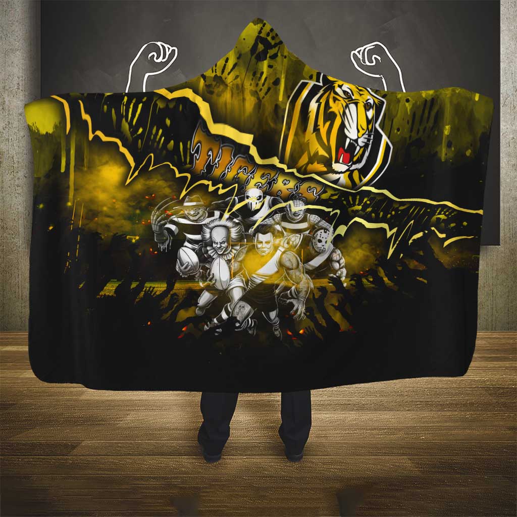 Step Into Horror Domain Tiger Football Hooded Blanket Halloween Horror Movie Characters - Aussie Hoodie