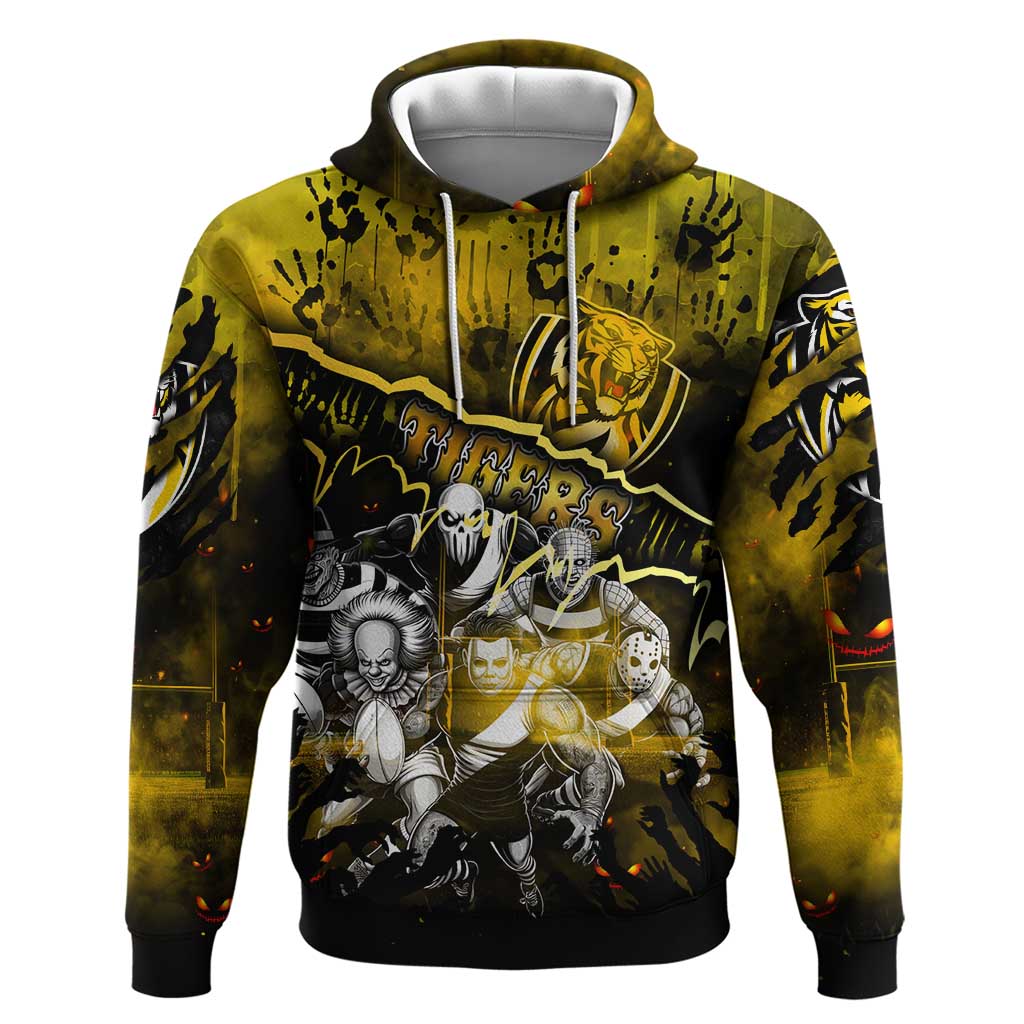 Step Into Horror Domain Tiger Football Hoodie Halloween Horror Movie Characters - Aussie Hoodie