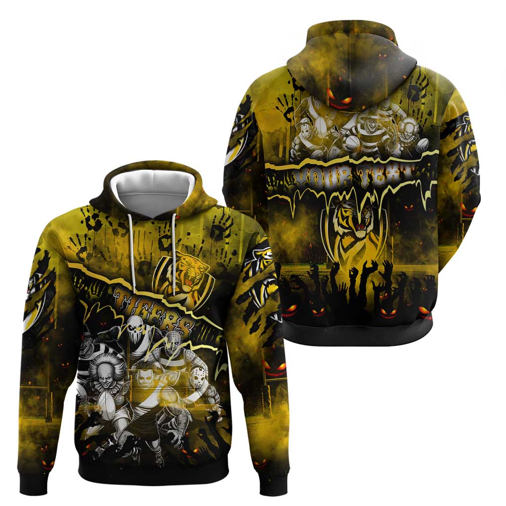 Step Into Horror Domain Tiger Football Hoodie Halloween Horror Movie Characters - Aussie Hoodie