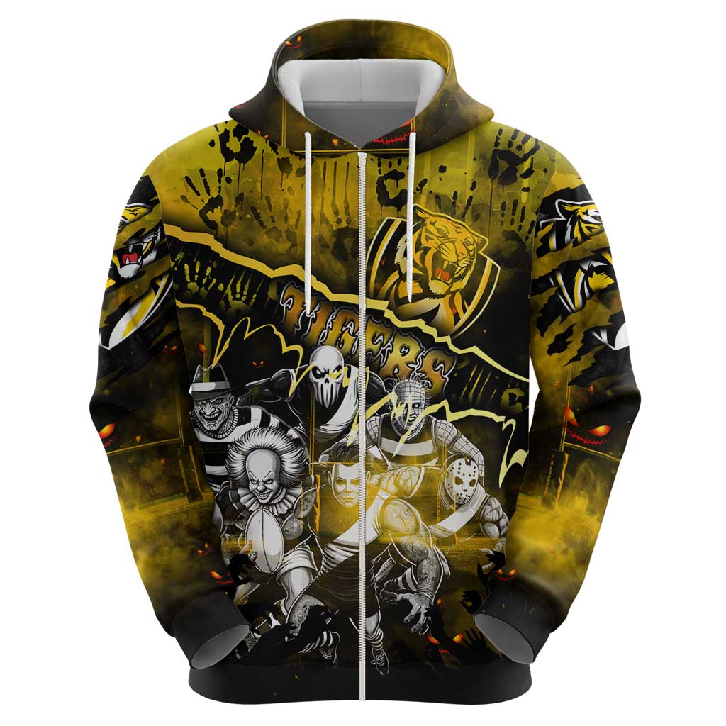 Step Into Horror Domain Tiger Football Hoodie Halloween Horror Movie Characters - Aussie Hoodie