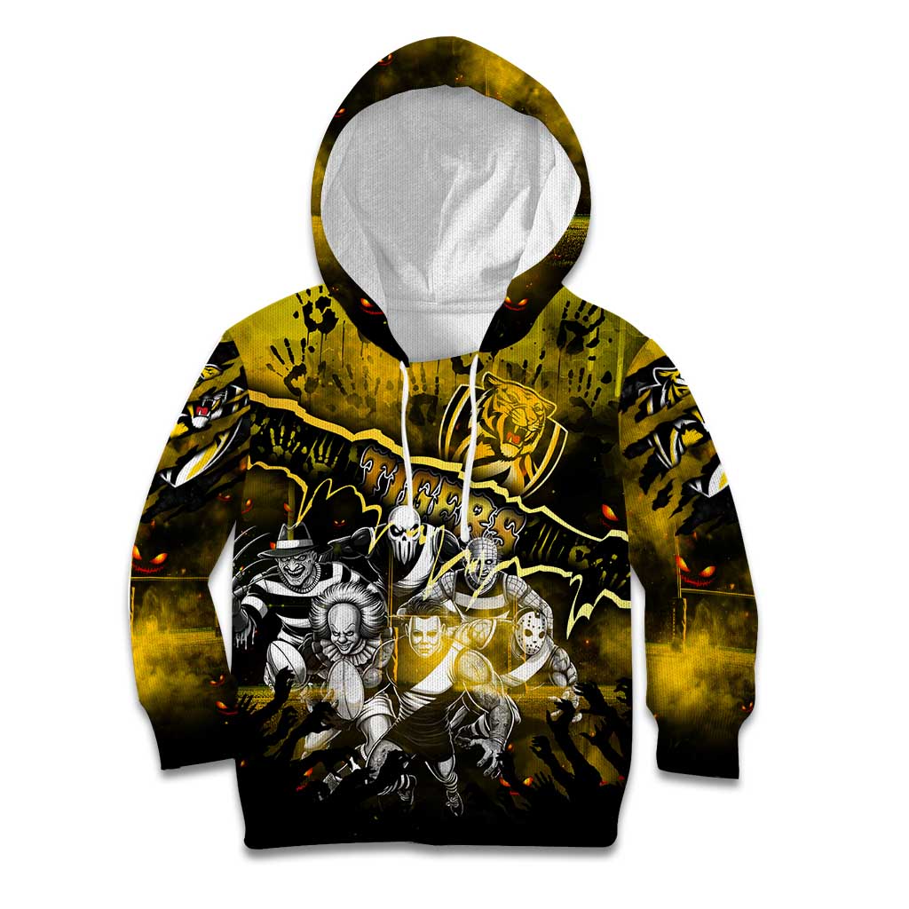 Step Into Horror Domain Tiger Football Kid Hoodie Halloween Horror Movie Characters - Aussie Hoodie