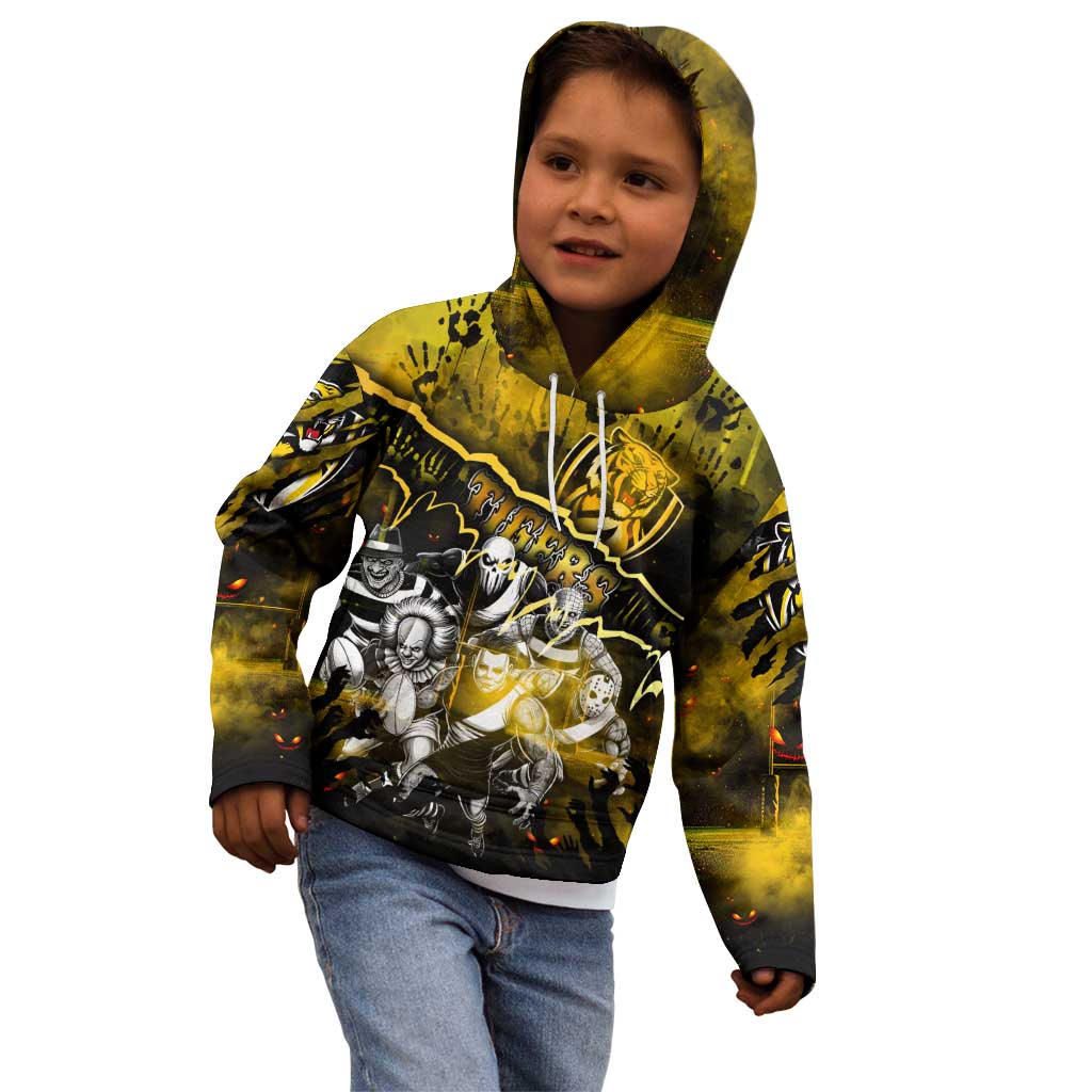 Step Into Horror Domain Tiger Football Kid Hoodie Halloween Horror Movie Characters - Aussie Hoodie