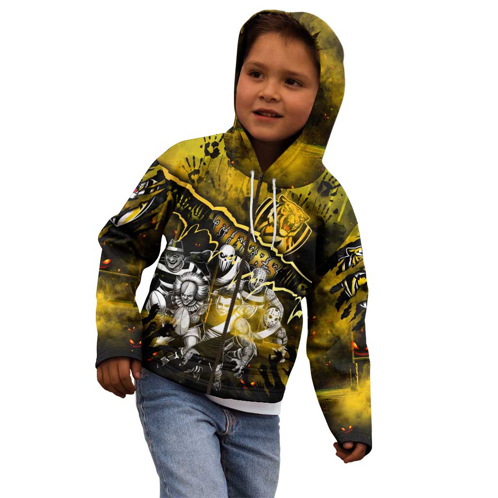 Step Into Horror Domain Tiger Football Kid Hoodie Halloween Horror Movie Characters - Aussie Hoodie