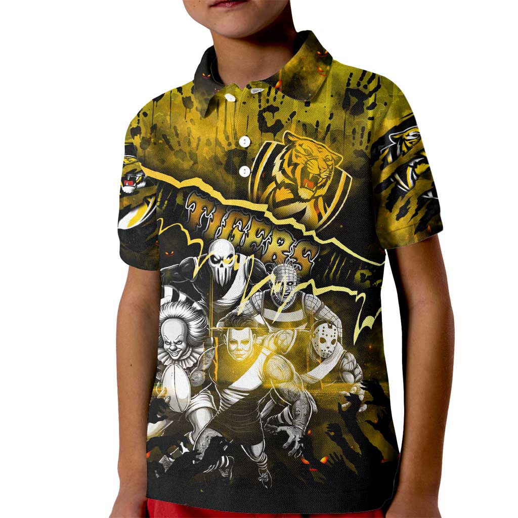 Step Into Horror Domain Tiger Football Kid Polo Shirt Halloween Horror Movie Characters - Aussie Hoodie