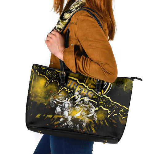 Step Into Horror Domain Tiger Football Leather Tote Bag Halloween Horror Movie Characters - Aussie Hoodie