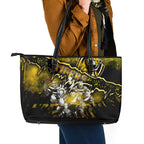 Step Into Horror Domain Tiger Football Leather Tote Bag Halloween Horror Movie Characters - Aussie Hoodie