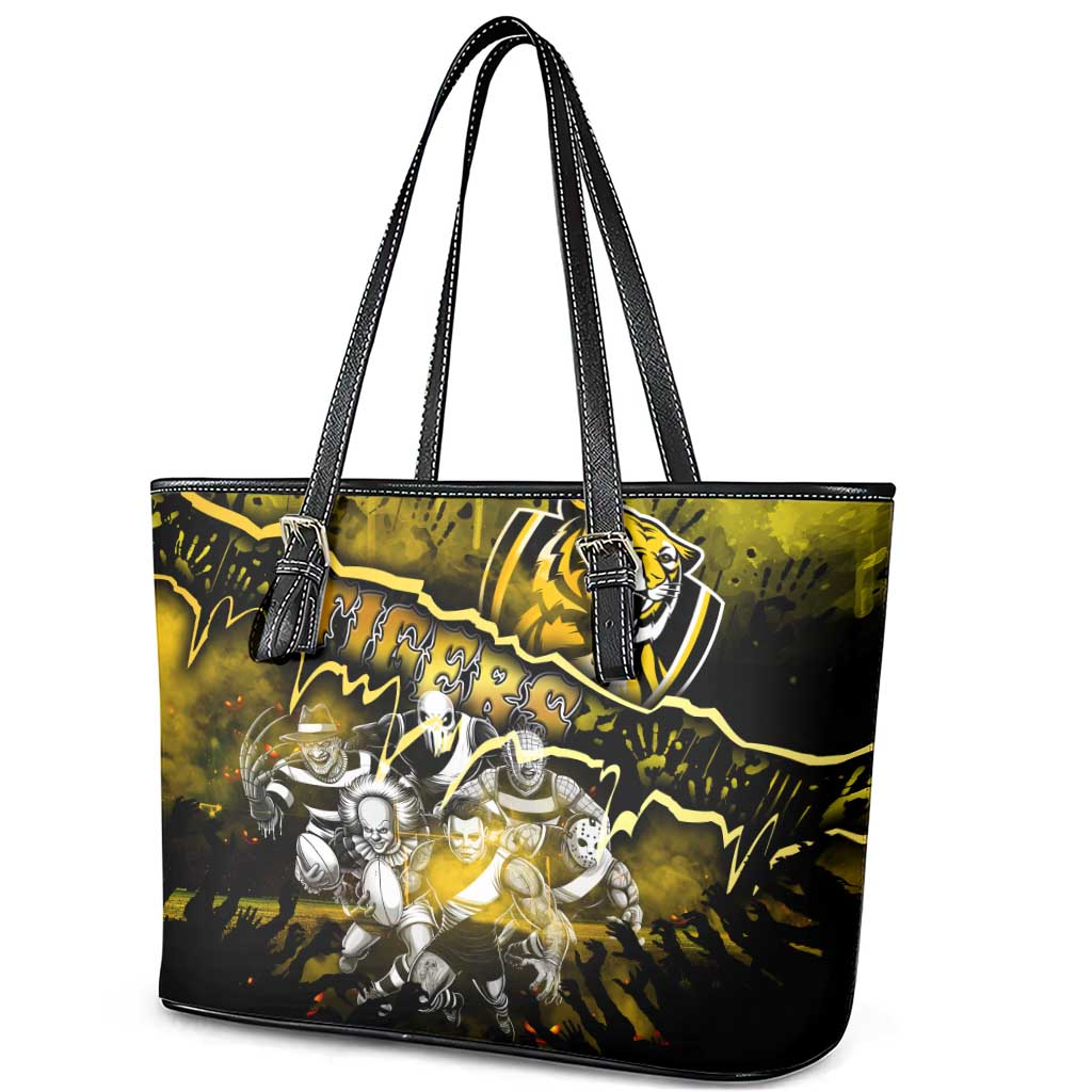 Step Into Horror Domain Tiger Football Leather Tote Bag Halloween Horror Movie Characters - Aussie Hoodie