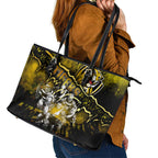 Step Into Horror Domain Tiger Football Leather Tote Bag Halloween Horror Movie Characters - Aussie Hoodie