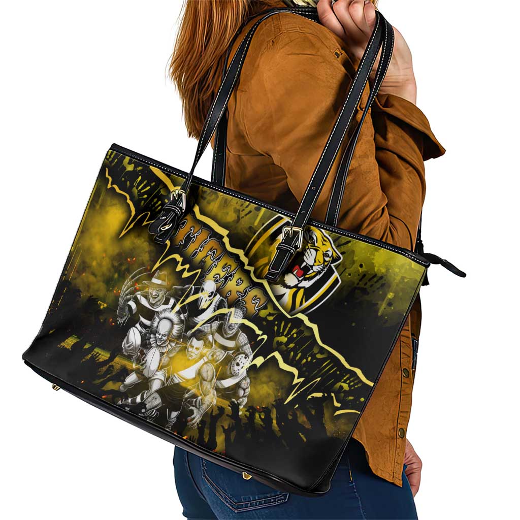 Step Into Horror Domain Tiger Football Leather Tote Bag Halloween Horror Movie Characters - Aussie Hoodie