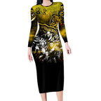 Step Into Horror Domain Tiger Football Long Sleeve Bodycon Dress Halloween Horror Movie Characters - Aussie Hoodie