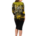 Step Into Horror Domain Tiger Football Long Sleeve Bodycon Dress Halloween Horror Movie Characters - Aussie Hoodie