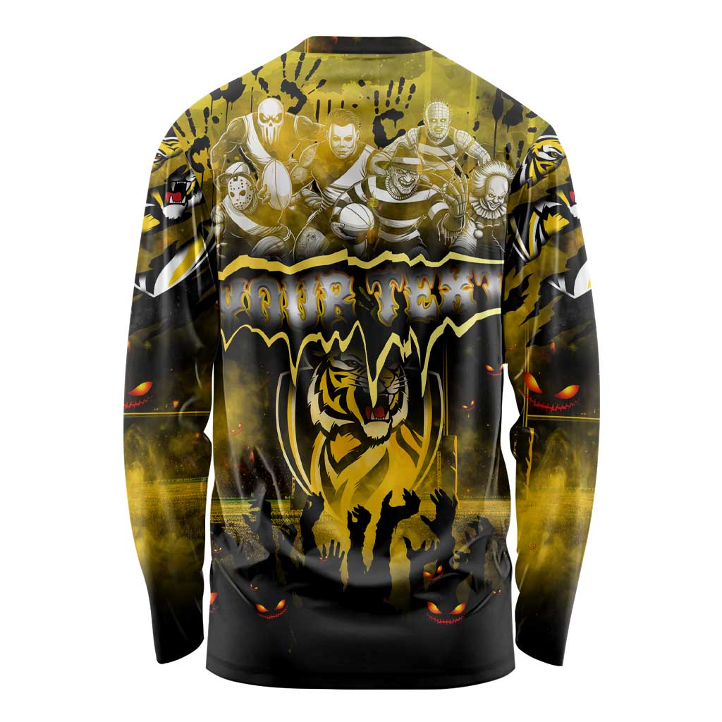 Step Into Horror Domain Tiger Football Long Sleeve Shirt Halloween Horror Movie Characters - Aussie Hoodie