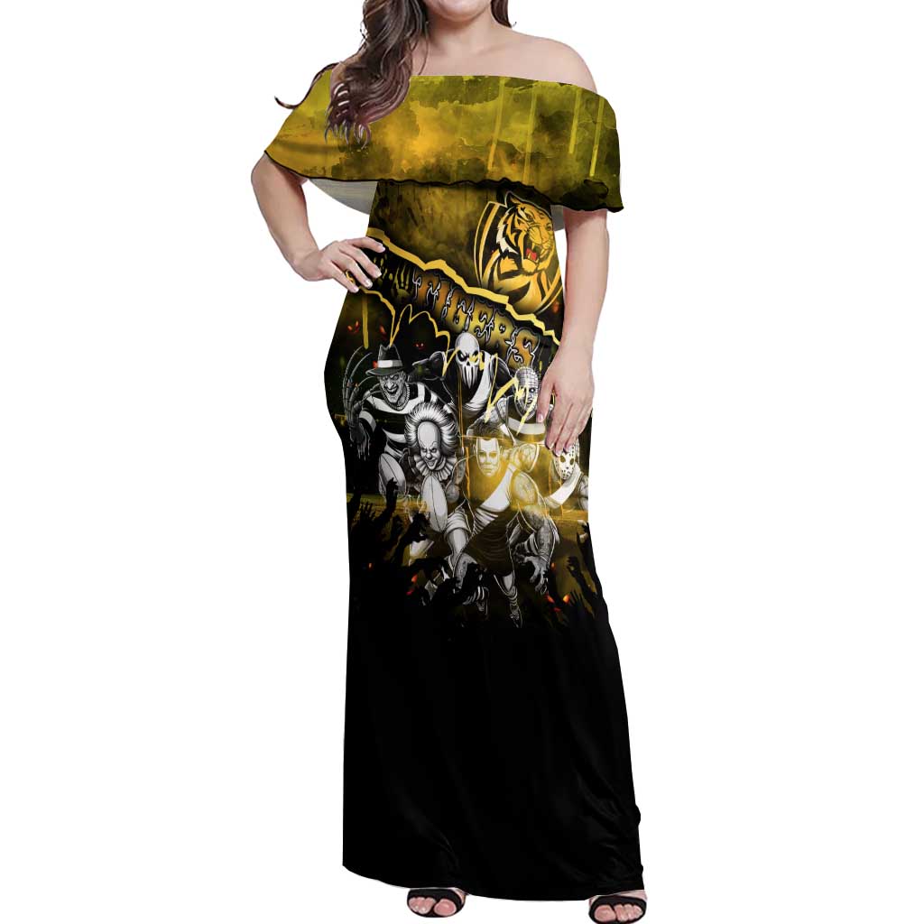 Step Into Horror Domain Tiger Football Off Shoulder Maxi Dress Halloween Horror Movie Characters - Aussie Hoodie