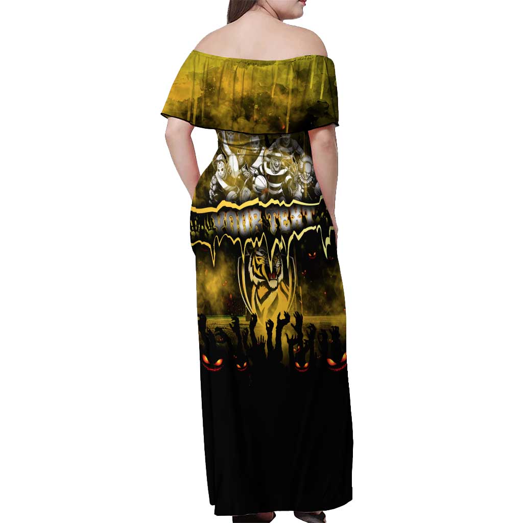 Step Into Horror Domain Tiger Football Off Shoulder Maxi Dress Halloween Horror Movie Characters - Aussie Hoodie