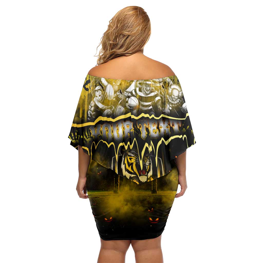 Step Into Horror Domain Tiger Football Off Shoulder Short Dress Halloween Horror Movie Characters - Aussie Hoodie