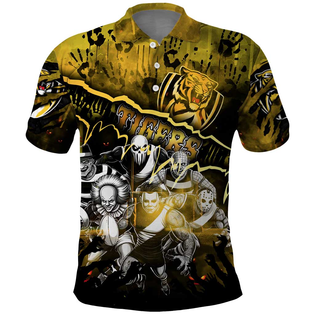 Step Into Horror Domain Tiger Football Polo Shirt Halloween Horror Movie Characters - Aussie Hoodie