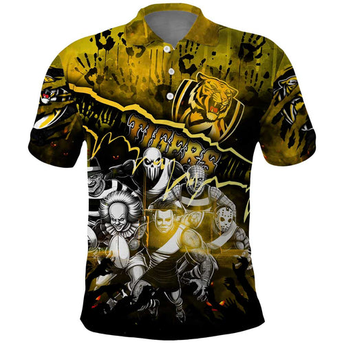 Step Into Horror Domain Tiger Football Polo Shirt Halloween Horror Movie Characters - Aussie Hoodie
