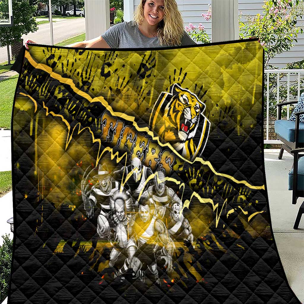 Step Into Horror Domain Tiger Football Quilt Halloween Horror Movie Characters - Aussie Hoodie