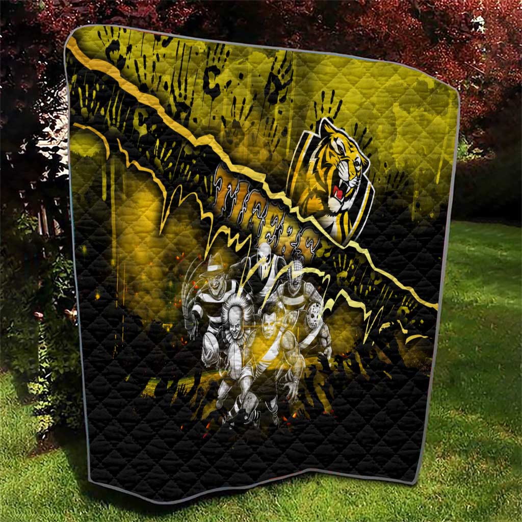 Step Into Horror Domain Tiger Football Quilt Halloween Horror Movie Characters - Aussie Hoodie