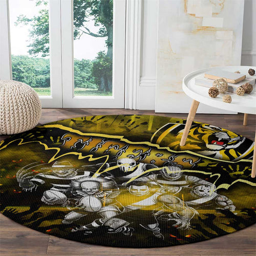 Step Into Horror Domain Tiger Football Round Carpet Halloween Horror Movie Characters - Aussie Hoodie