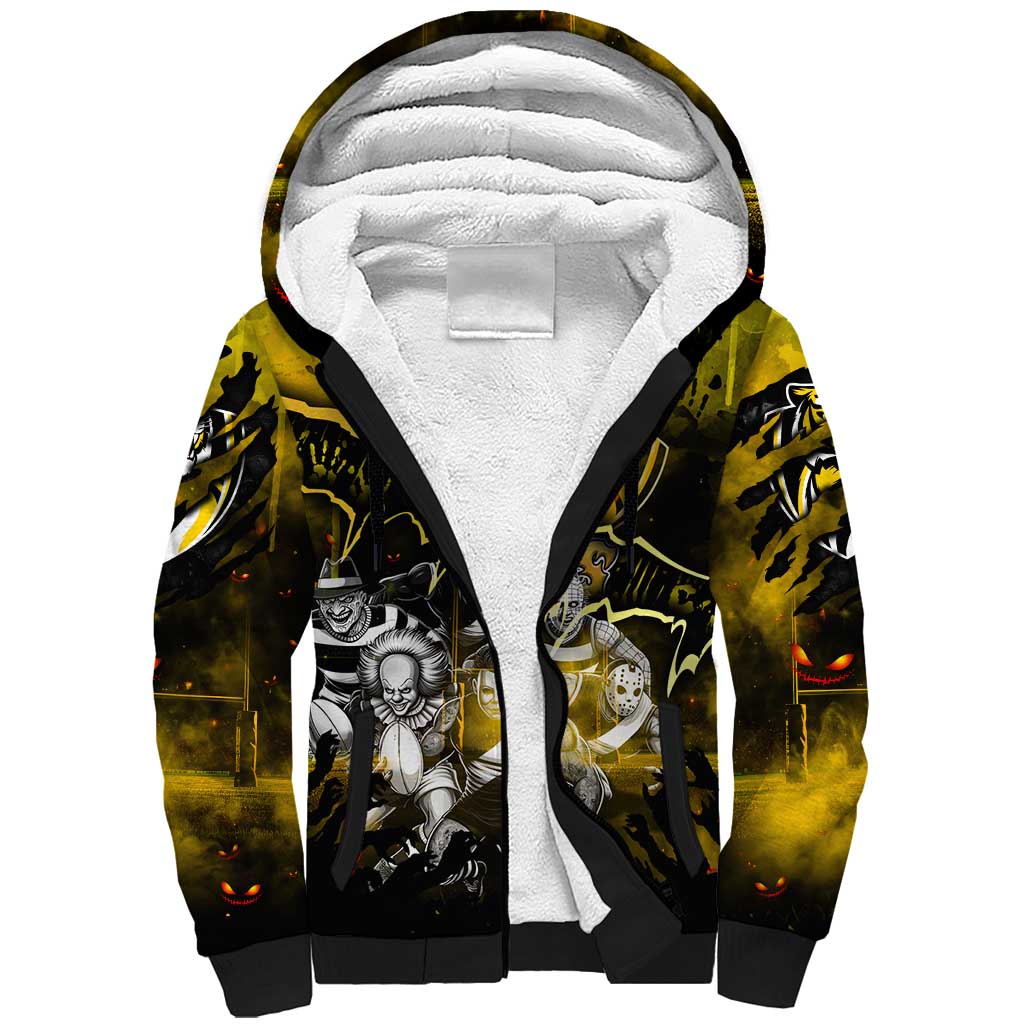 Step Into Horror Domain Tiger Football Sherpa Hoodie Halloween Horror Movie Characters - Aussie Hoodie