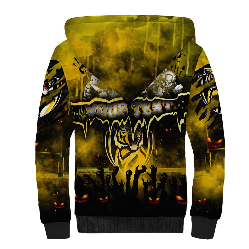 Step Into Horror Domain Tiger Football Sherpa Hoodie Halloween Horror Movie Characters - Aussie Hoodie