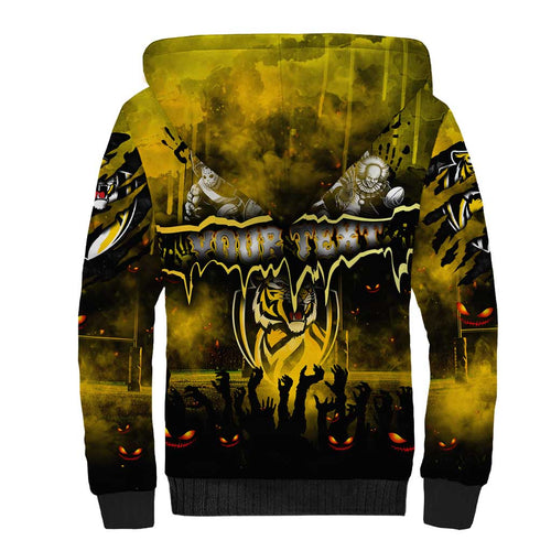 Step Into Horror Domain Tiger Football Sherpa Hoodie Halloween Horror Movie Characters - Aussie Hoodie