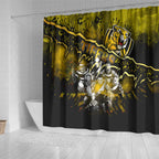 Step Into Horror Domain Tiger Football Shower Curtain Halloween Horror Movie Characters - Aussie Hoodie