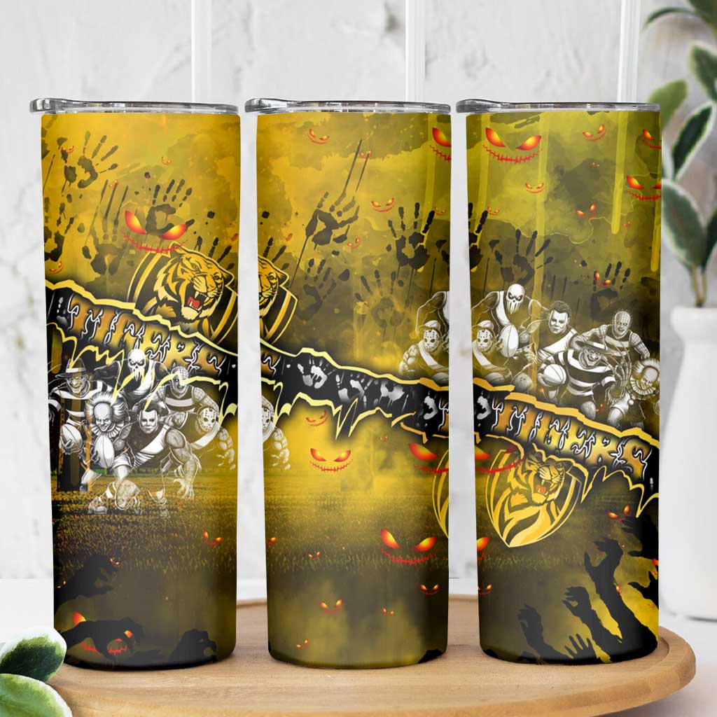 Step Into Horror Domain Tiger Football Skinny Tumbler Halloween Horror Movie Characters - Aussie Hoodie