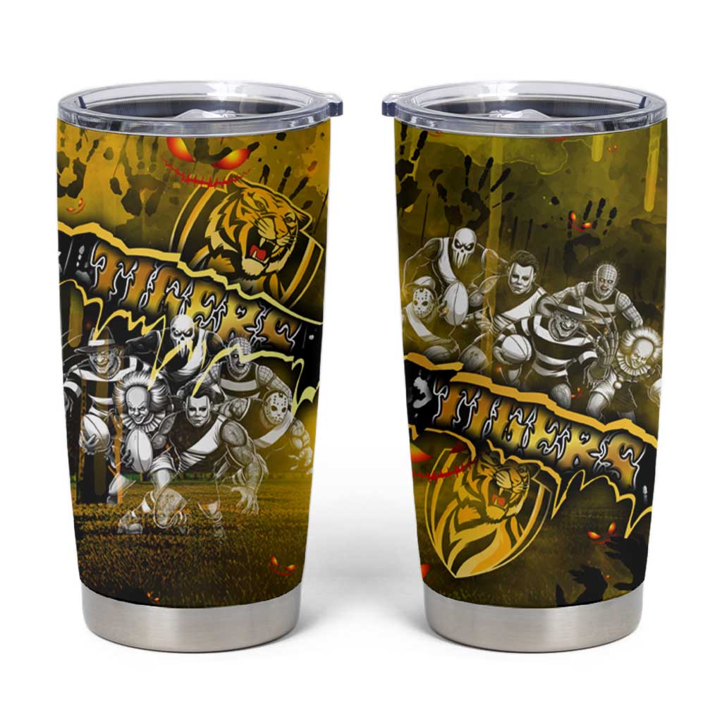 Step Into Horror Domain Tiger Football Tumbler Cup Halloween Horror Movie Characters - Aussie Hoodie
