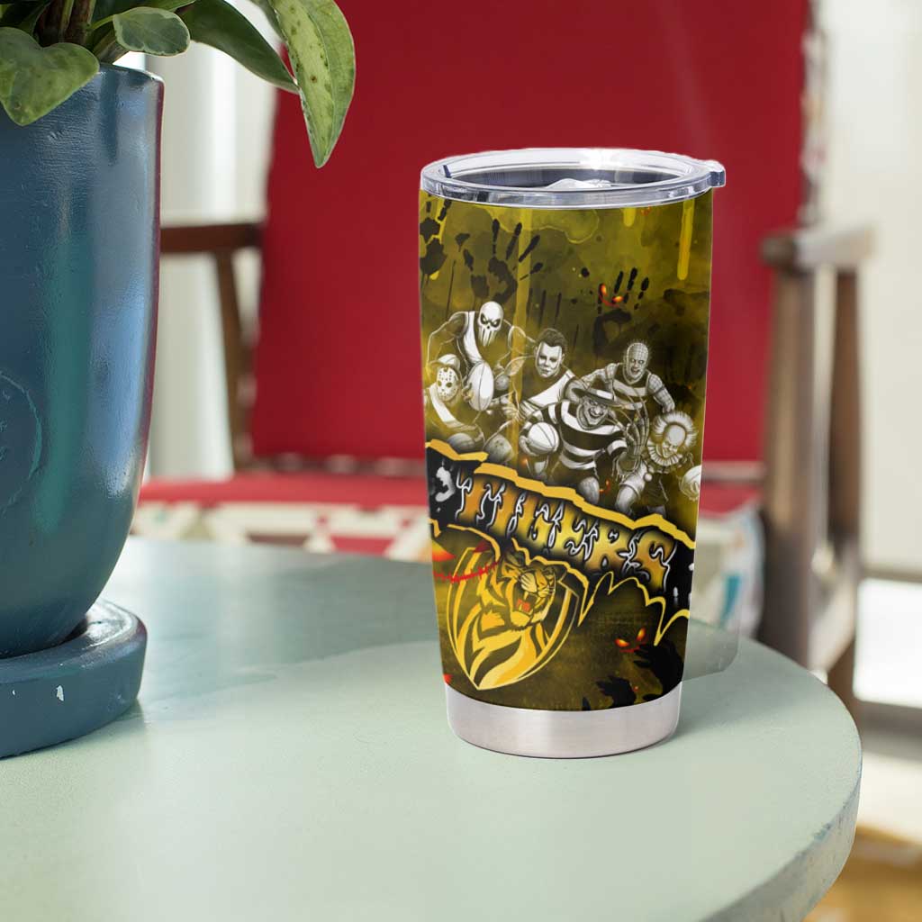 Step Into Horror Domain Tiger Football Tumbler Cup Halloween Horror Movie Characters - Aussie Hoodie